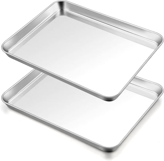 TeamFar Baking Sheet, 17.6’’ x 13’’ x 1’’ Stainless Steel Large Cookie Sheet Half Baking Pans, Non-toxic & Healthy, Easy Clean & Dishwasher Safe, Heavy Duty & Sturdy- Set of 2