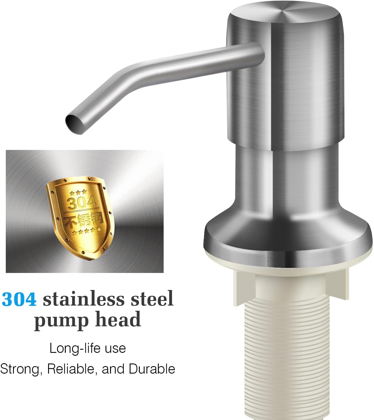 Soap Dispenser for Kitchen Sink and Extension Tube Kit, Stainless Steel SoapDispenser with 47 Inches Tube Connects Directly to Soap Bottle, Hand and Dish Soap Dispenser Pump （Brushed Nickel）