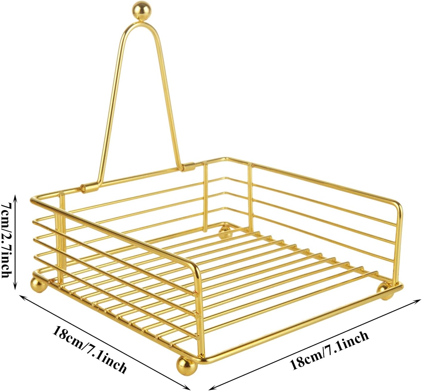 3PCS Napkin Holders for Paper Napkins, Gold Flat Napkins Holders, Metal Napkin Dispenser for Kitchen Tables, Farmhouse, Dinner, Outdoor