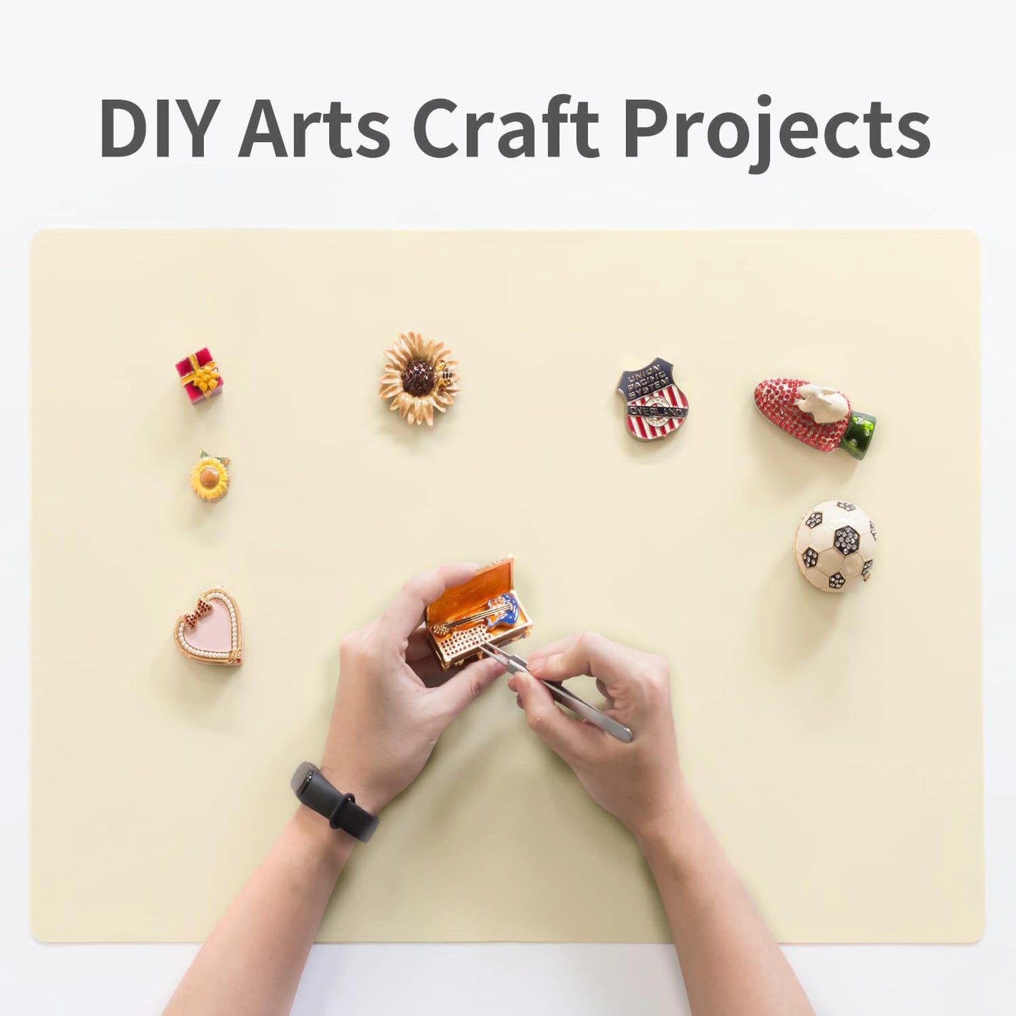 Extra Large Silicone Mats for Countertop - Counter Table Protector Placemats for Baking Crafts, Kids Dinner Placemat Nonstick Nonskid Heat-Resistant Kitchen Pad, 23.6'' x 15.7'', Beige