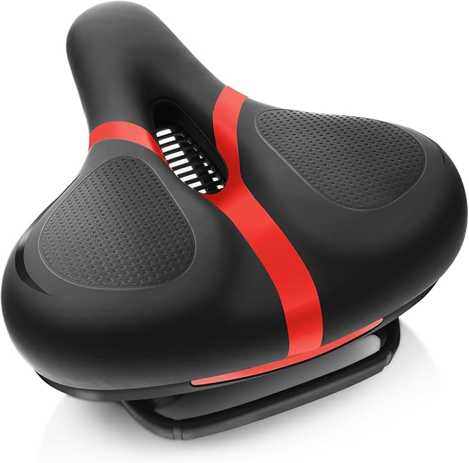 Bicycle Seat Replacement, Bike Seat for Men and Women, Comfort Wide Bike Saddle Memory Foam Padded Soft Bike Seat Cushion Compatible with Peloton, Mountain, City Bikes, Indoor Exercise Bikes