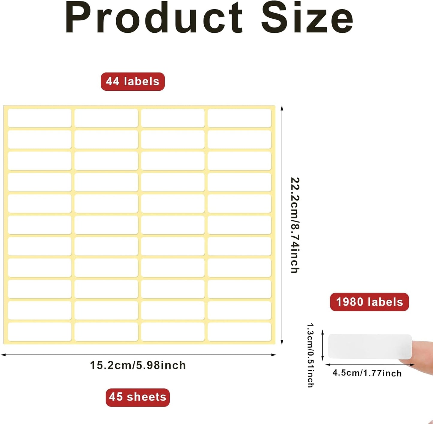 1980 Pcs Blank File Folder Labels 0.5x1.75 Inch Writable Name Tag Stickers White Name Filing Envelopes Label Stickers Small Address Labels for Office Document File Classification