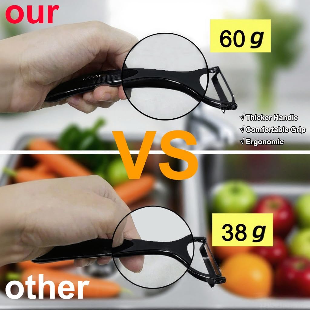 Premium Vegetable Peeler Set – Ultra Sharp Stainless Steel Blades with Non-Slip Ergonomic Handles for Easy Potato, Fruit & Veggie Peeling (2PCS)