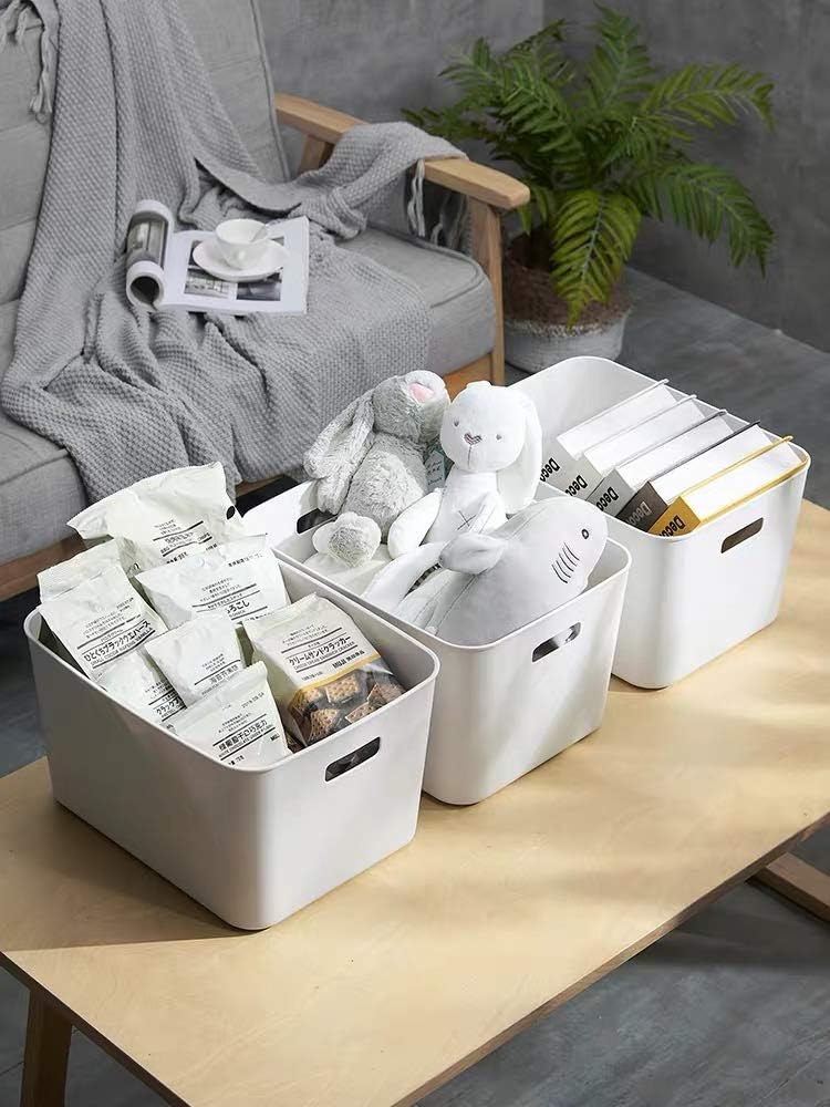 Set Of 8 Plastic Storage Bins,Versatile Kitchen Pantry Organization and Storage,for Plastic Storage Container Under Bed,Under Sink Bathroom Organizer (White, 8 Pack)