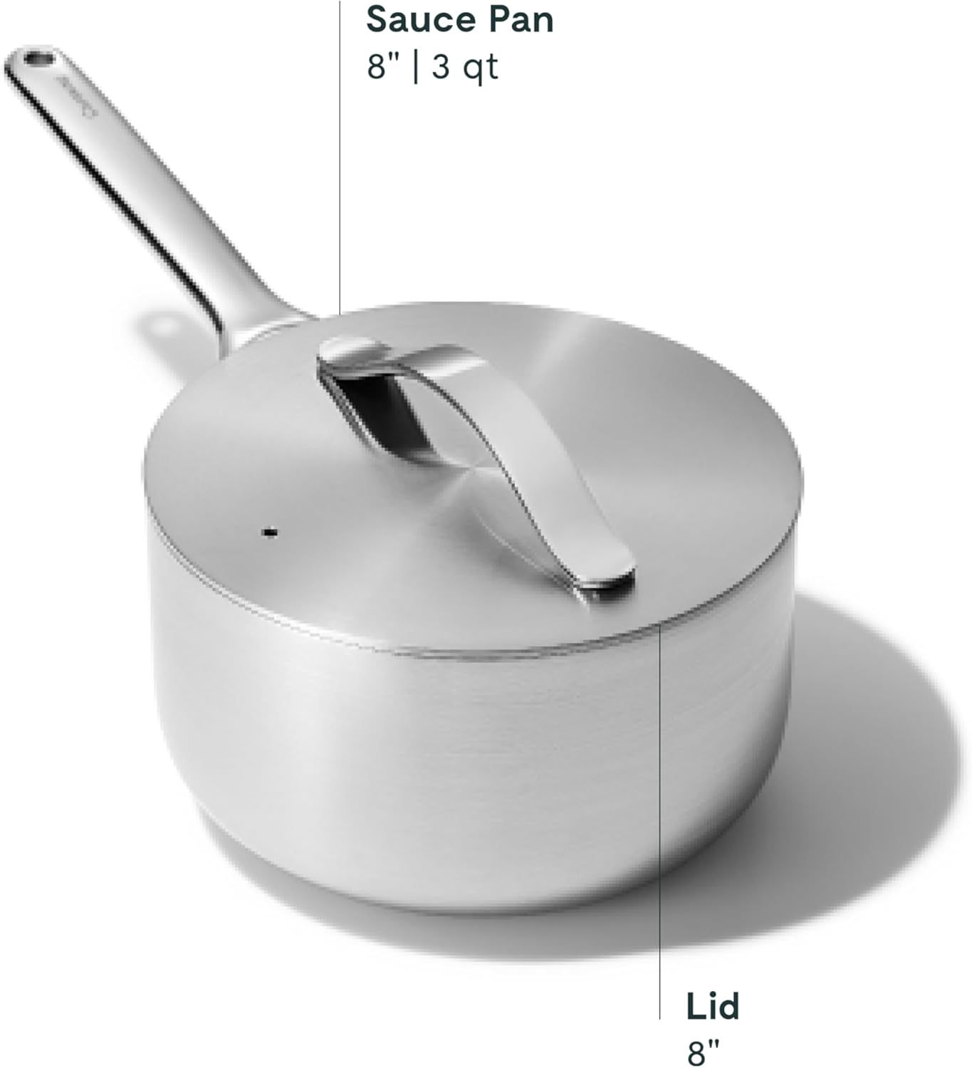 Caraway Stainless Steel Sauce Pan (3 Qt) - 5-Ply Stainless Steel - Oven Safe & Stovetop Agnostic - Non Toxic, PTFE & PFOA Free