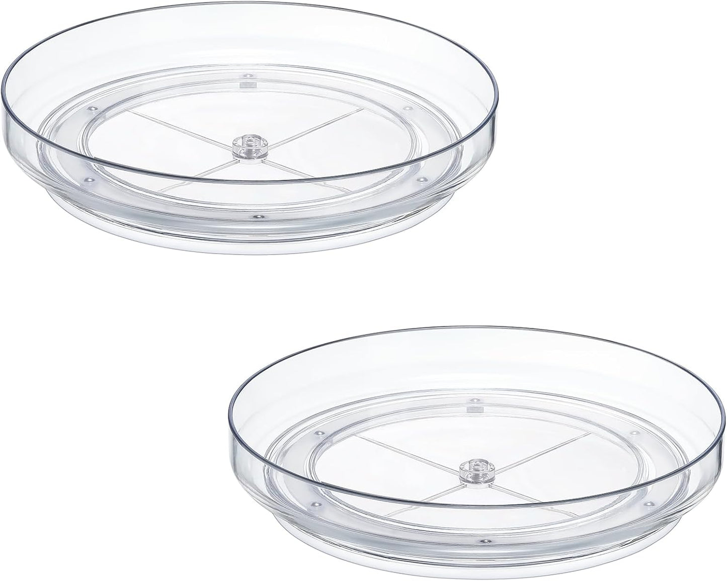 2 Pack, 10 Inch Clear Non-Skid Lazy Susan Organizers - Turntable Rack for Kitchen Cabinet, Pantry Organization and Storage, Fridge, Bathroom Closet, Vanity Countertop Makeup Organizing, Spice Rack