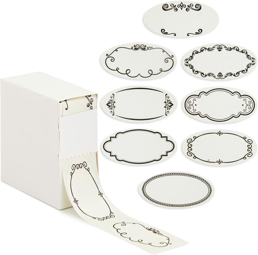 Juvale 300-Piece Dissolvable Labels for Food Storage Containers and Mason Jars - 8 Unique Sticker Designs for Kitchen, Pantry, and Canning Jars (1 x 2.25 Inches)