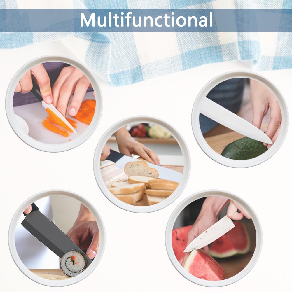 WACOOL Ceramic Knife Set 3-Piece (Includes 6-inch Chef's Knife, 6-inch Bread Knife and 4-inch Fruit Paring Knife), with 3 Knife Sheaths for Each Blade (Black Handle with Bread Knife)