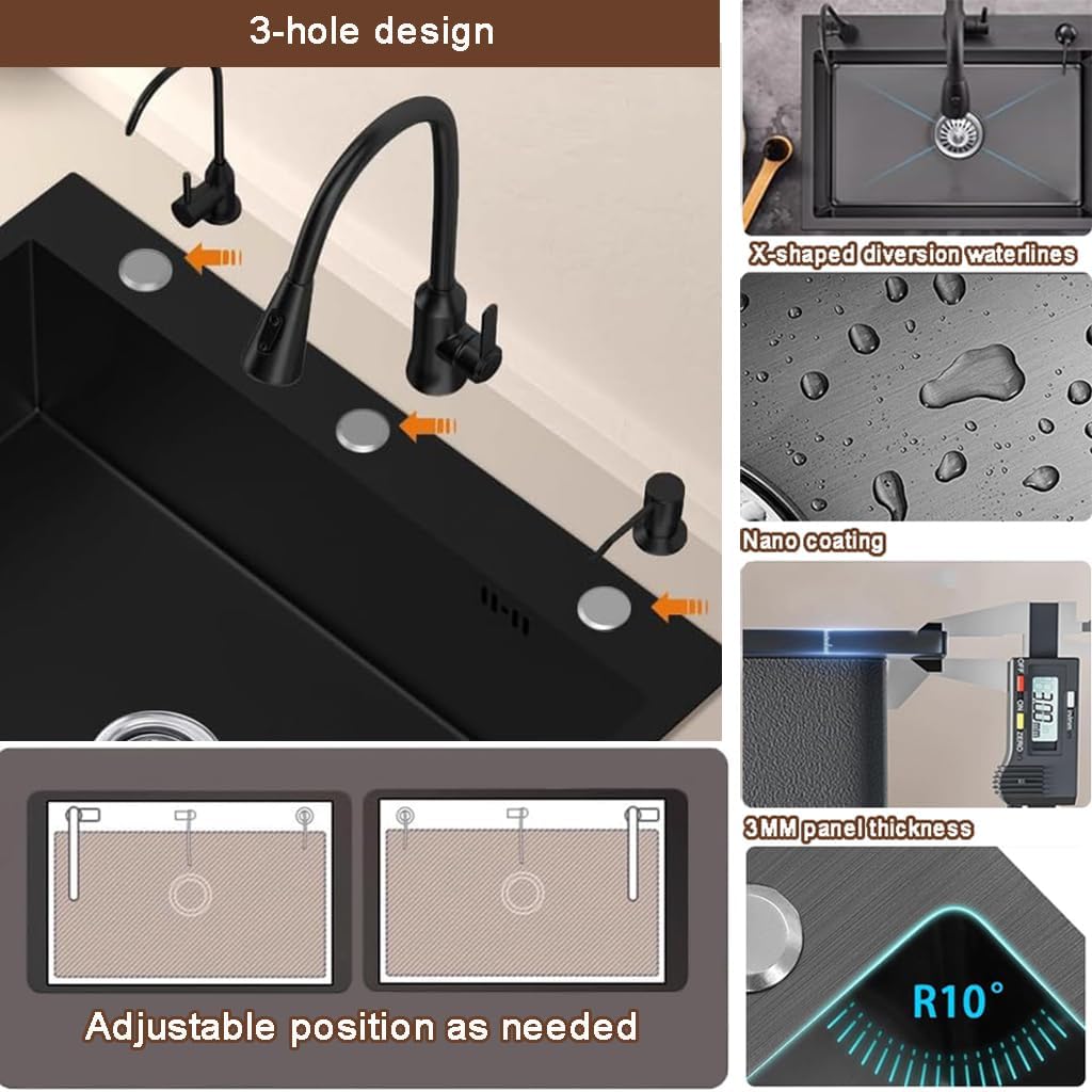 Drop In Kitchen Sink Workstation, Nano Stainless Steel Topmount Bar Single Bowl Sink Combo-Soap Dispenser, Drain Basket, Drain Strainer Set for Modern Kitchen Sink (21.7 * 17.7 * 7.9in)
