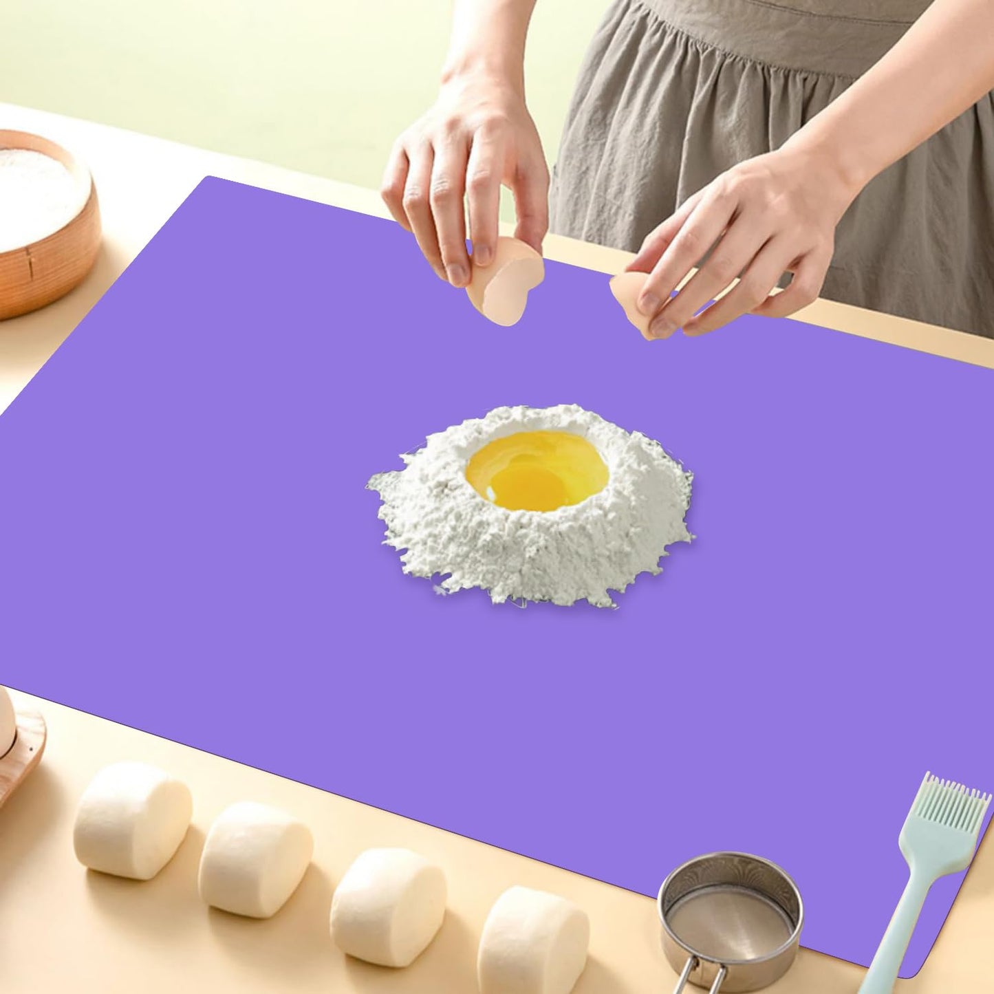 Extra Large Silicone Mats For Kitchen Counter, 27.6'' x 19.7'' Nonskid Silicone Placemats for Kids, Nonstick Purple Silicone Mat for Baking Crafts, Silicone Dab Mat Heat Resistant, 1Pack