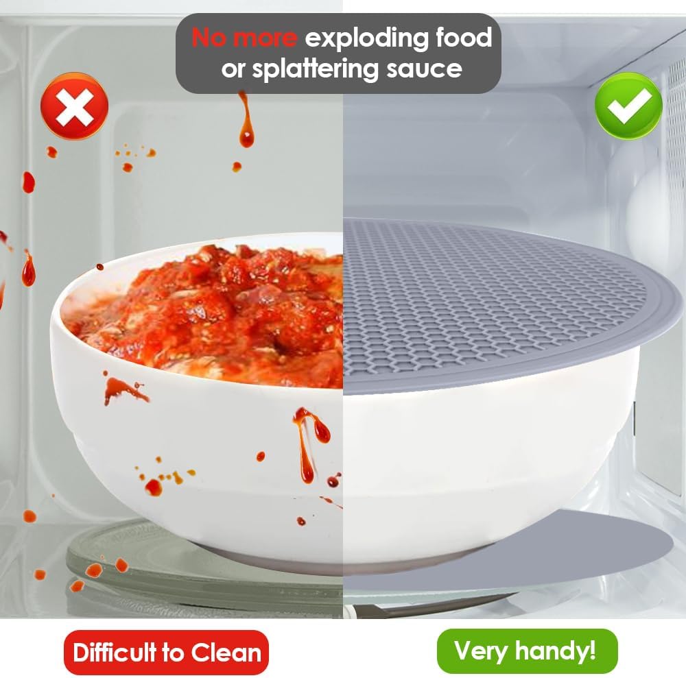 12 Inch Multi-Purpose Silicone Mat, As Drying Mat, Microwave Mat, Trivet, Pot Holder, Placemat, Utensils Rest, Pad for Hot Pans Plates Dishes Kitchen Countertop, Heat Resistant Mat, Light Gray 2 Pack