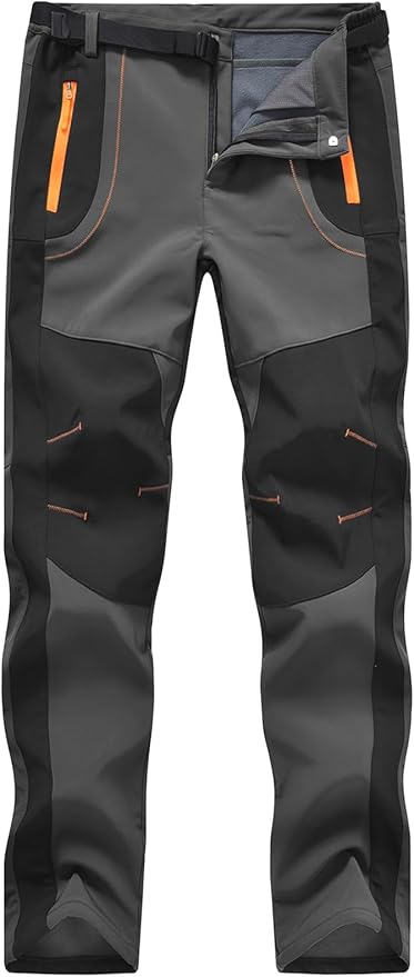 Rdruko Men's Snow Ski Pants Waterproof Insulated Winter Outdoor Snowboard Hiking Fleece Pants with Belt