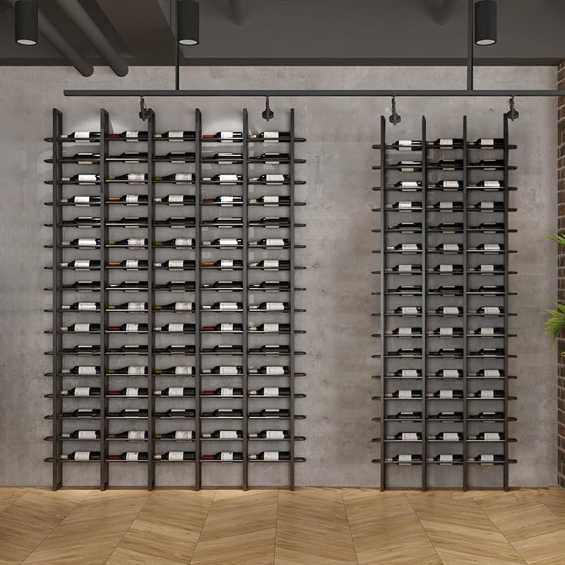 Wine Rack Freestanding Floor, 16 Tier 16 Bottle Capacity Display Holder, Industrial Wine Bottle Storage Shelves, for Any Bar, Wine Cellar, Kitchen, Dining Room (Brown, 1 Column)