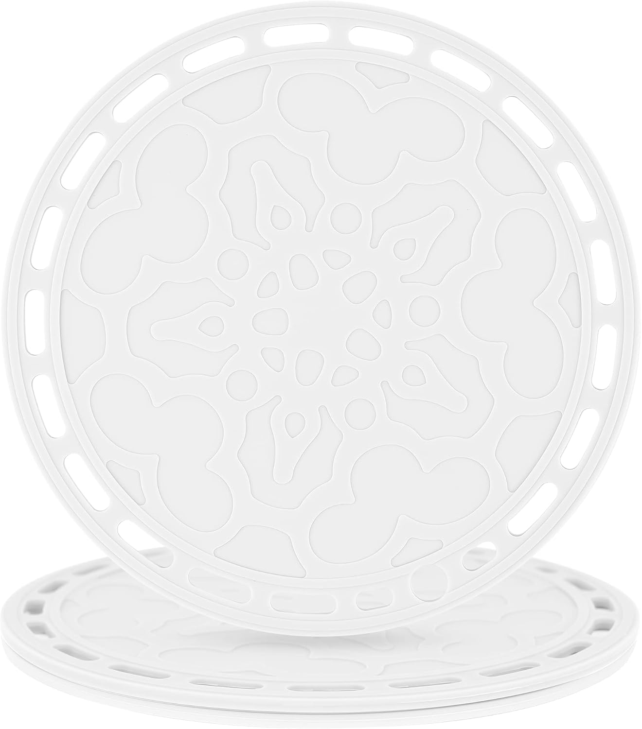 Smithcraft Silicone Trivet Mat - Big Round Silicone Pot Holder and Trivets for Hot Dishes and Pots, Countertops, Tables, Spoon Rest - Set of 3 (White)