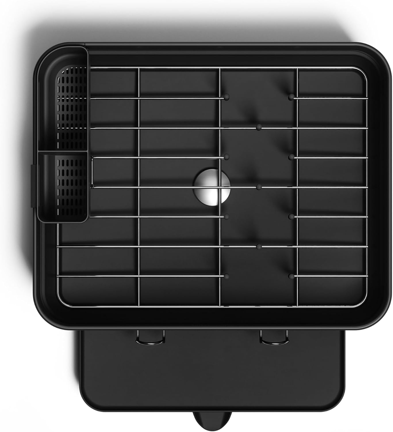 simplehuman Compact Dish Drying Rack with Stainless Steel Frame, 360º Easy Drain Swivel Spout, Utensil Holder, Anti-Residue Coating, Moisture Control Surface, Matte Black