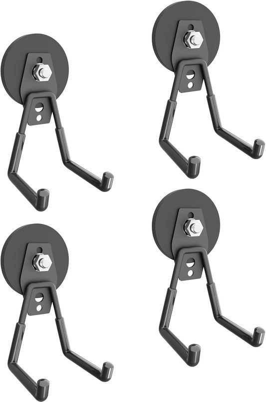 Heavy Duty Storage Magnetic Utility Hooks, Large Garage Magnet Hooks with Anti-Slip Coating for Metal Cabinet,Pegboard,Garage Shelve,Garden Tools(4Pack)