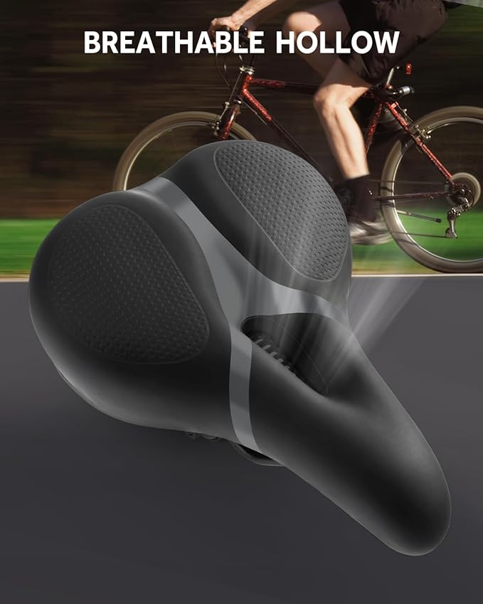 Bicycle Seat Replacement, Bike Seat for Men and Women, Comfort Wide Bike Saddle Memory Foam Padded Soft Bike Seat Cushion Compatible with Peloton, Mountain, City Bikes, Indoor Exercise Bikes