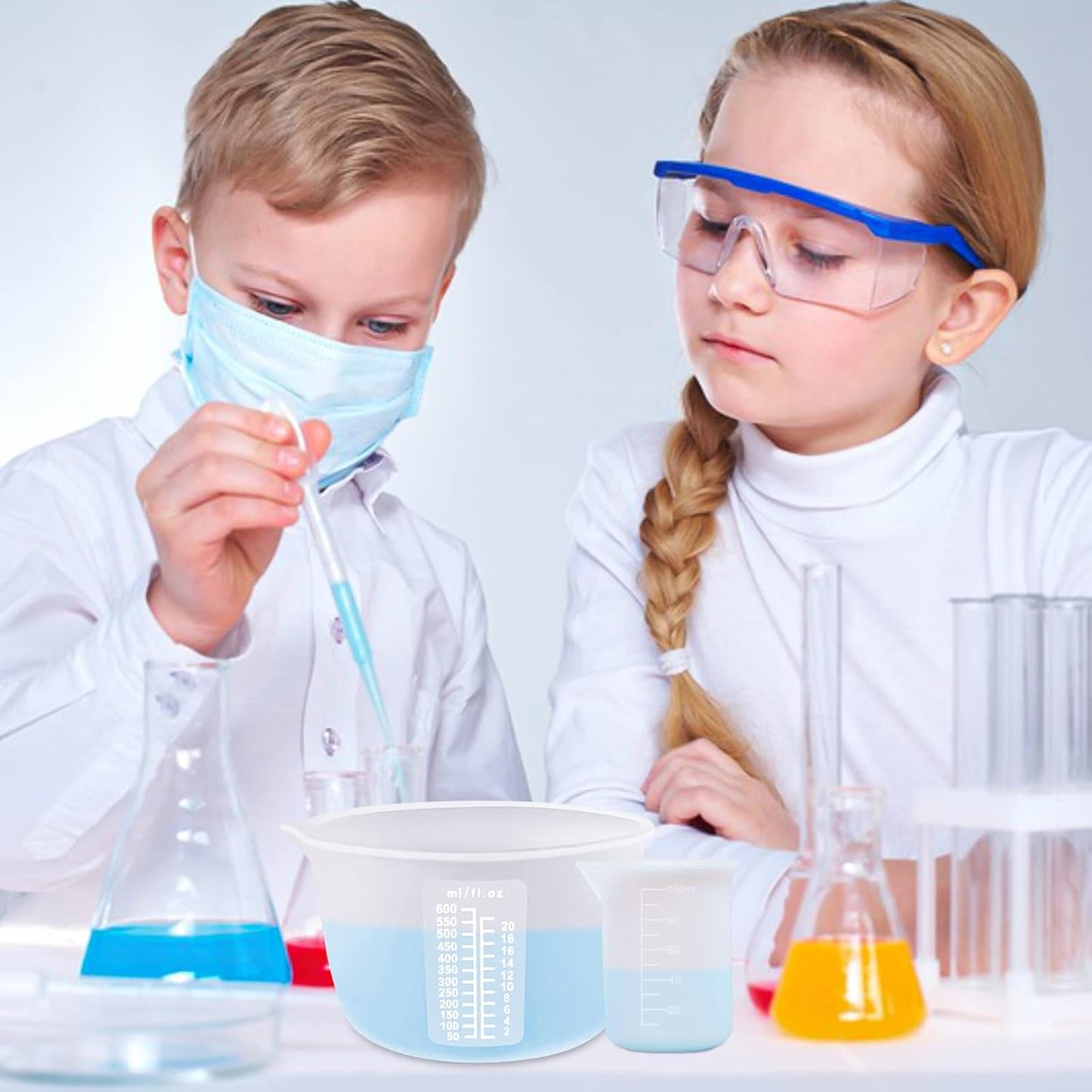 Silicone Measuring Cups Tool Kit, Non-Stick Large Bowls for Epoxy Resin, Reusable 600&100ml Mixing Cup With Stir Sticks, Pipettes, Supplies, Molds, Jewelry Making