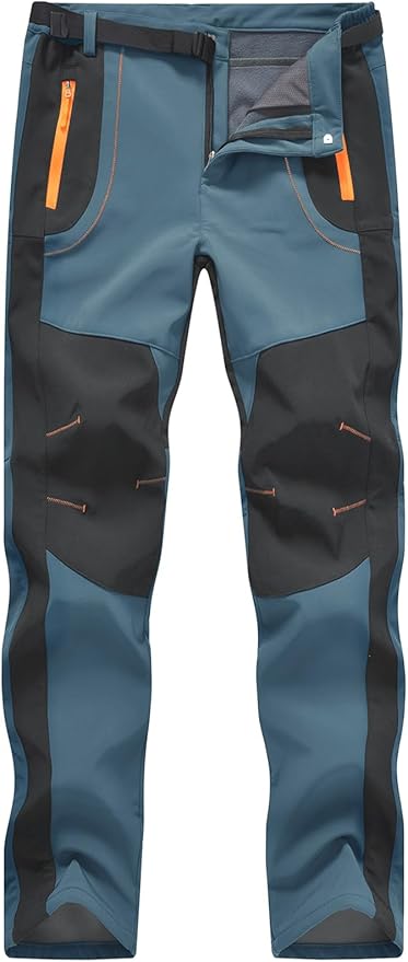 Rdruko Men's Snow Ski Pants Waterproof Insulated Winter Outdoor Snowboard Hiking Fleece Pants with Belt