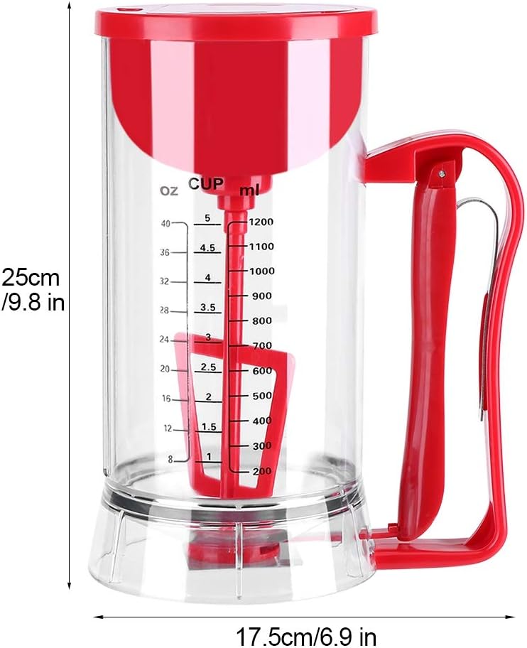 40 Oz Pancake Batter Dispenser, Electric Squeeze Bottles for Pancake Batter with Measuring Label, Cake Batter Separator with Batter Mixer for Cupcakes Waffles