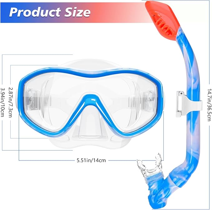 GoseWave Snorkeling Gear for Kids, Kids Snorkel Set for Ages 5-15, Anti-Fog Diving Mask and Dry Top Snorkel Set, Unisex Swimming Goggles with Nose Cover
