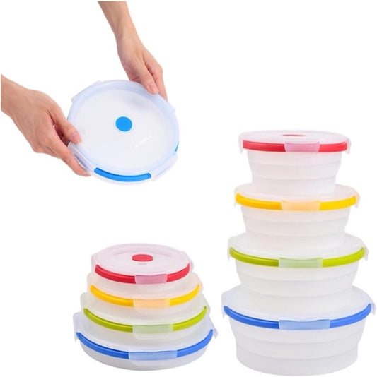 Collapsible Silicone Food Storage Containers, BPA Free, Microwave, Freezer and Dishwasher Safe, Lunch, Meal Prep, Travel, Space-Saving