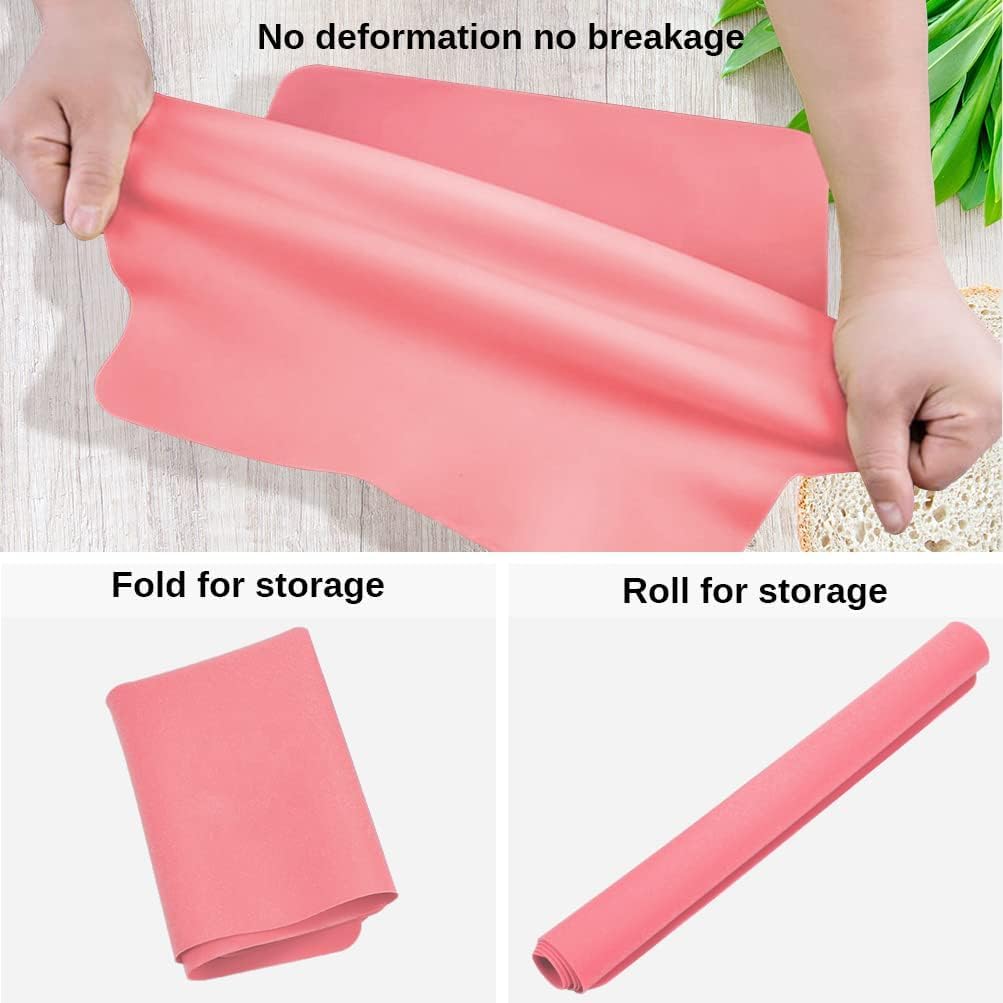 Extra Large Silicone Mats for Kitchen Counter, 27.6'' x19.7'' Silicone Placemats for Kids, Nonstick Silicone Mat for Baking Crafts, Nonskid Heat Resistant Mat Pink Kids Placemats for Table, Pink