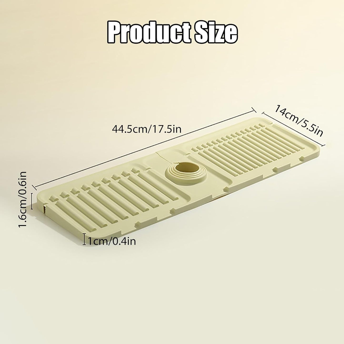 Faucet Mat for Kitchen Sink - 2024 Upgraded Premium Silicone Splash Guard with Fast Drying Properties - Protective Sink Tray Ideal for Stone Sinks in Kitchen & Bathroom (1, Beige)