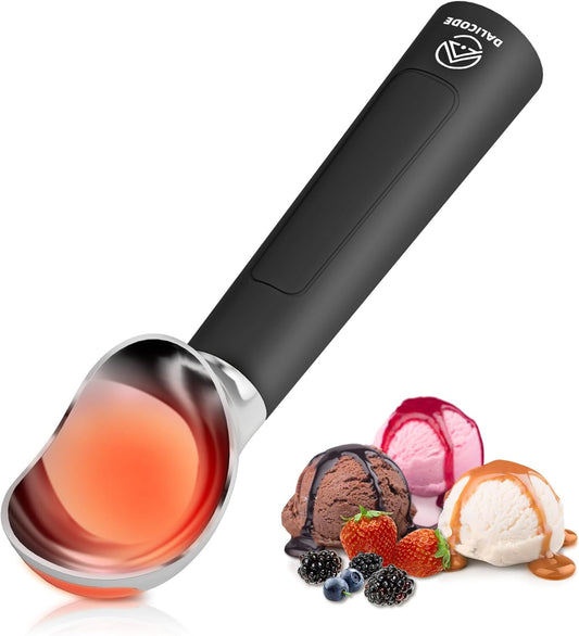 Heated Ice Cream Scoop – Electric Scooper for Hard Ice Cream and Desserts, Handheld Heating Up to 158°F, Rechargeable with LED Display, Easy to Clean, Ideal Summer Gift (Black)