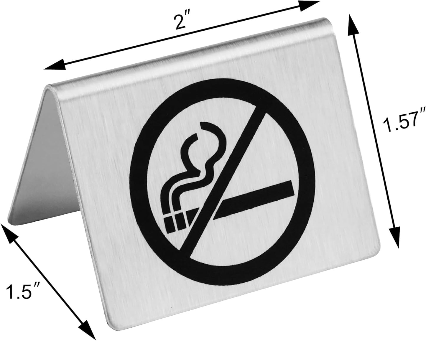 New Star Foodservice Stainless Steel Table Tent Sign (Silver (No Smoking), 2 x 1.5-Inch (Set of 6))