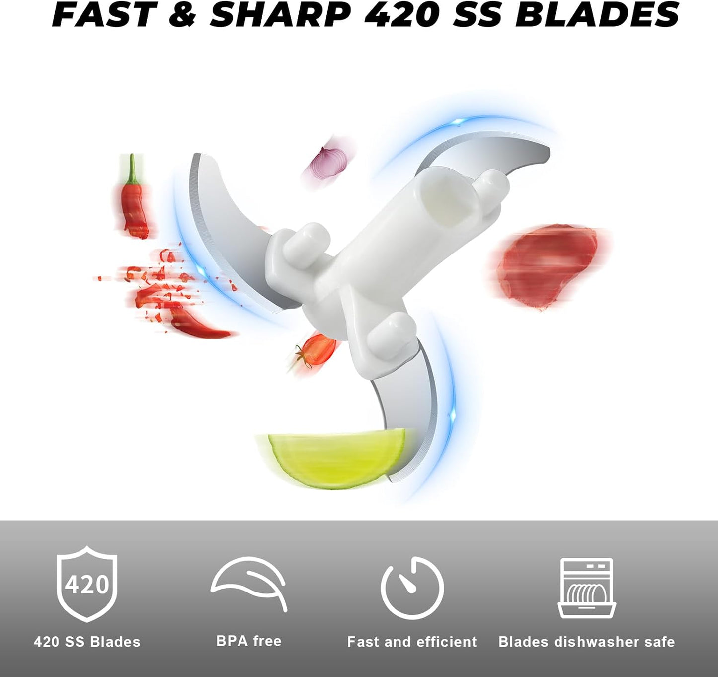 ZHANG XIAO QUAN SINCE 1628 Manual Vegetable Chopper, Hand Pull String Vegetable Garlic Mincer Onion Cutter for Veggie, Peppers, Tomatoes, Ginger, Fruits, Nuts, 2.2 Cup(550ml) Small Food Chopper