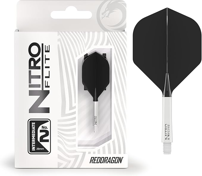 RED DRAGON Darts – Nitro Flite Integrated Flight & Shaft System – No.2 Shape and Design - Available in Short, Intermediate & Medium - Available in Variety of Colours - Professional Darts Accessories