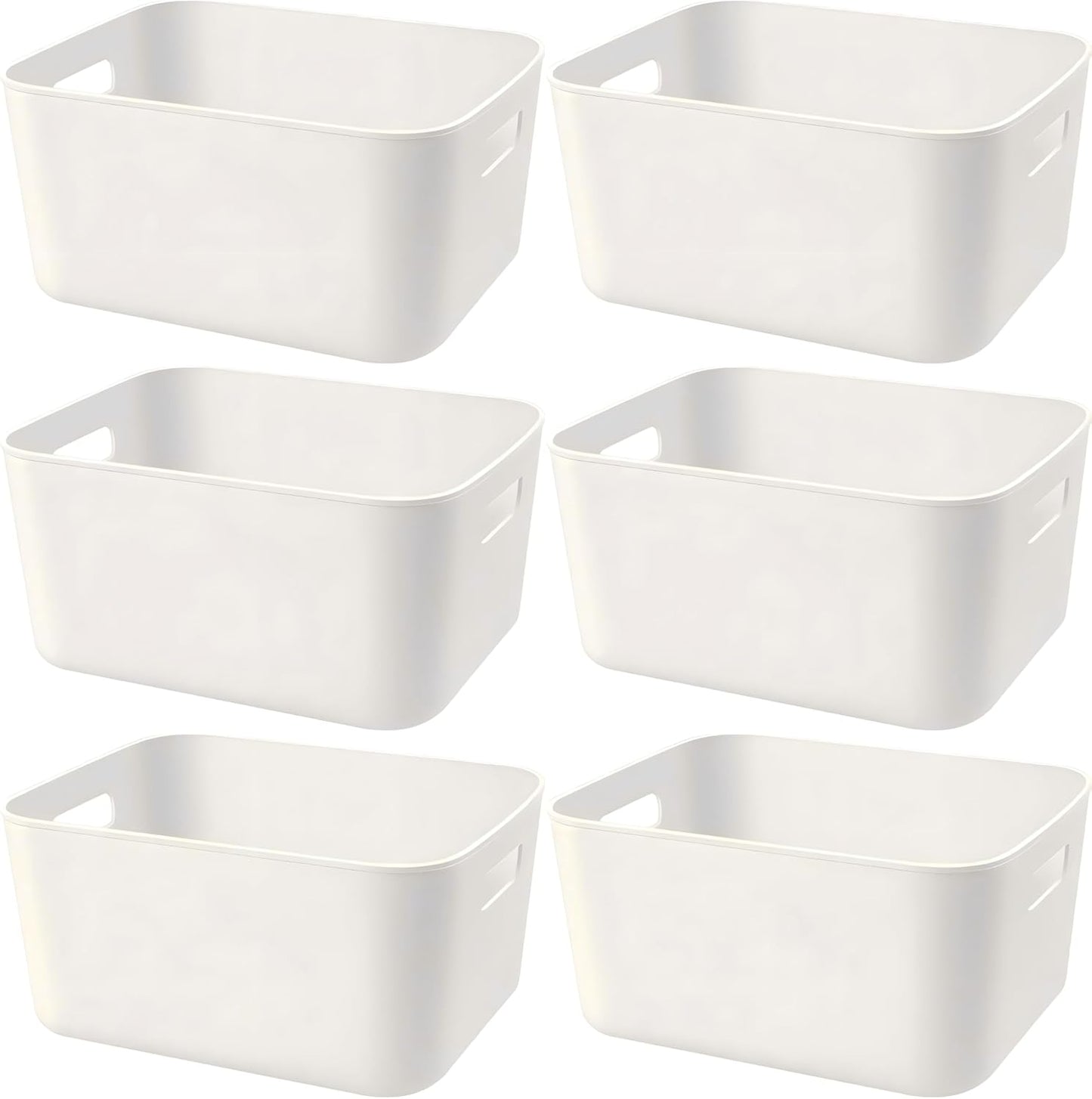 Set Of 6 Plastic Storage Bins,“10.5×8×5.5”Versatile Kitchen Pantry Organization and Storage,for Plastic Storage Container Under Bed,Under Sink Bathroom Organizer (White, 6 Pack Medium)