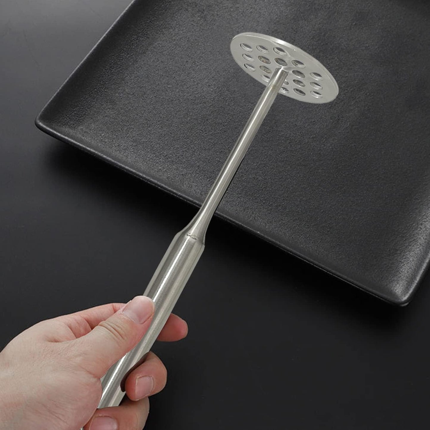 Potato Masher, Stainless Steel Potato Masher,Large Heavy Duty Metal Mashing Utensil,Silver,1 Pieces,7.87 Inch.