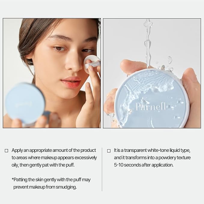 Parnell Glacial Biome Water No-Sebum Cushion 0.35 Fl Oz / 10g | Hydrating & Oil-Control Cushion with Hyaluronic Acid, Mineral Water, and Collagen | Cooling Powder Formula | K-beauty