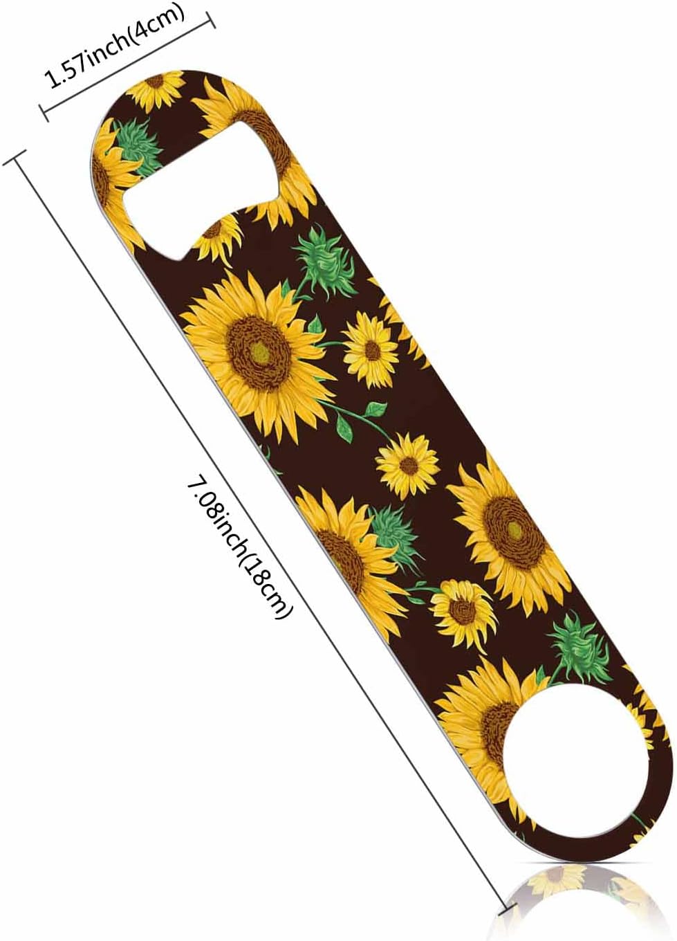 Watercolor Sunflowers Stainless Steel Bottle Opener Flowers Buds and Leaf Floral Plant Vintage Style Flat Beer Bottle Opener Keychain for Home Kitchen Bar Restaurant Party Birthday Gift