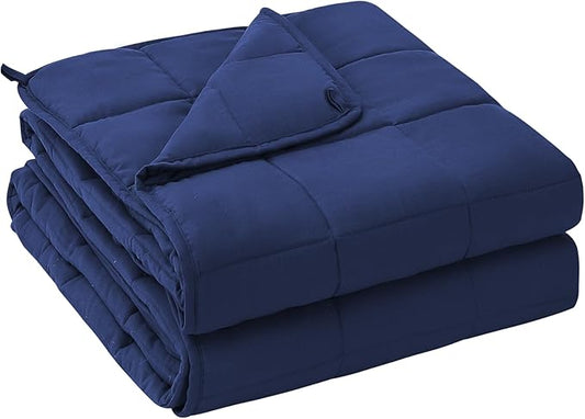 yescool Weighted Blanket for Adults (17 lbs, 48" x 72", Blue) Cooling Heavy Blanket for Sleeping Perfect for 160-180 lbs, Twin Size Breathable Blanket with Premium Glass Bead, Machine Washable