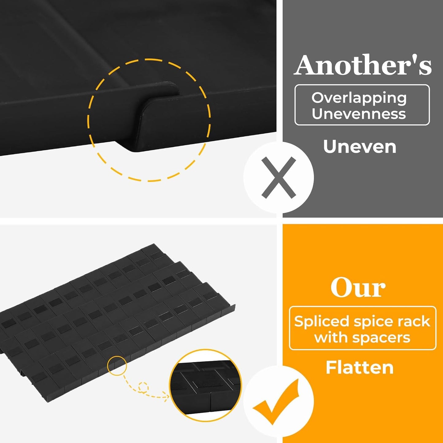 Famhap Spice Drawer Organizer, 24PCS Interlocking Expandable Seasoning Rack Tray Insert for Kitchen Drawers, Spice Rack Drawer for Spice Jars