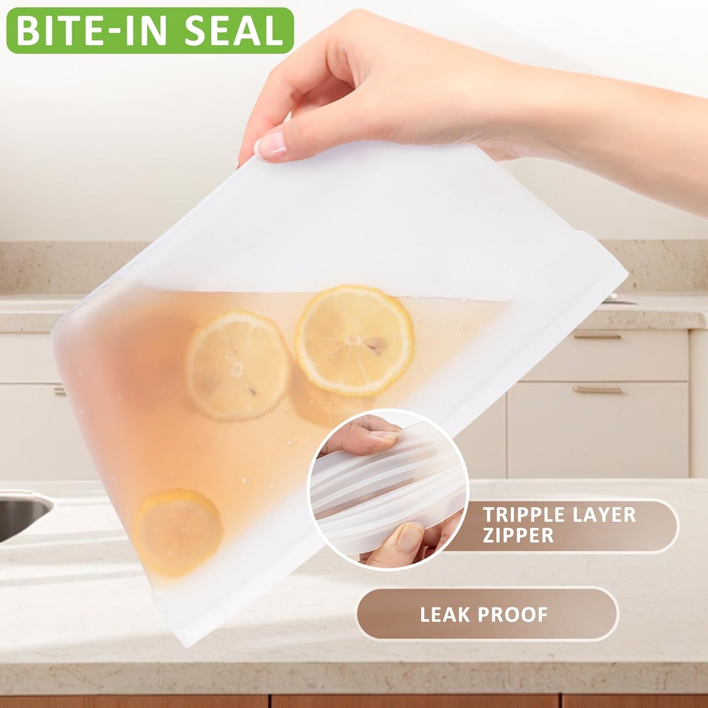 Silicone Bags for Food Storage, Reusable Food Storage Containers Zip Lock Silicone Bags Stand Up Snack Bags, Freezer Microwave Oven Dishwasher Safe,Plastice BPA-Free 4 Pack 2 Size(84oz & 40oz)