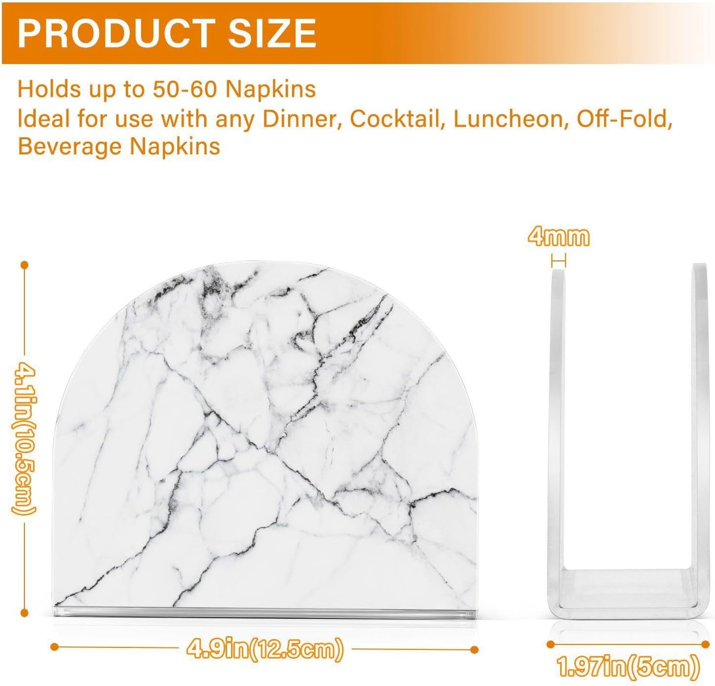 White and Black Marble Napkin Holder for Table Paper Napkins Holder Acrylic Tissue Dispenser Kitchen Dining Room Bathroom Party Car Decor