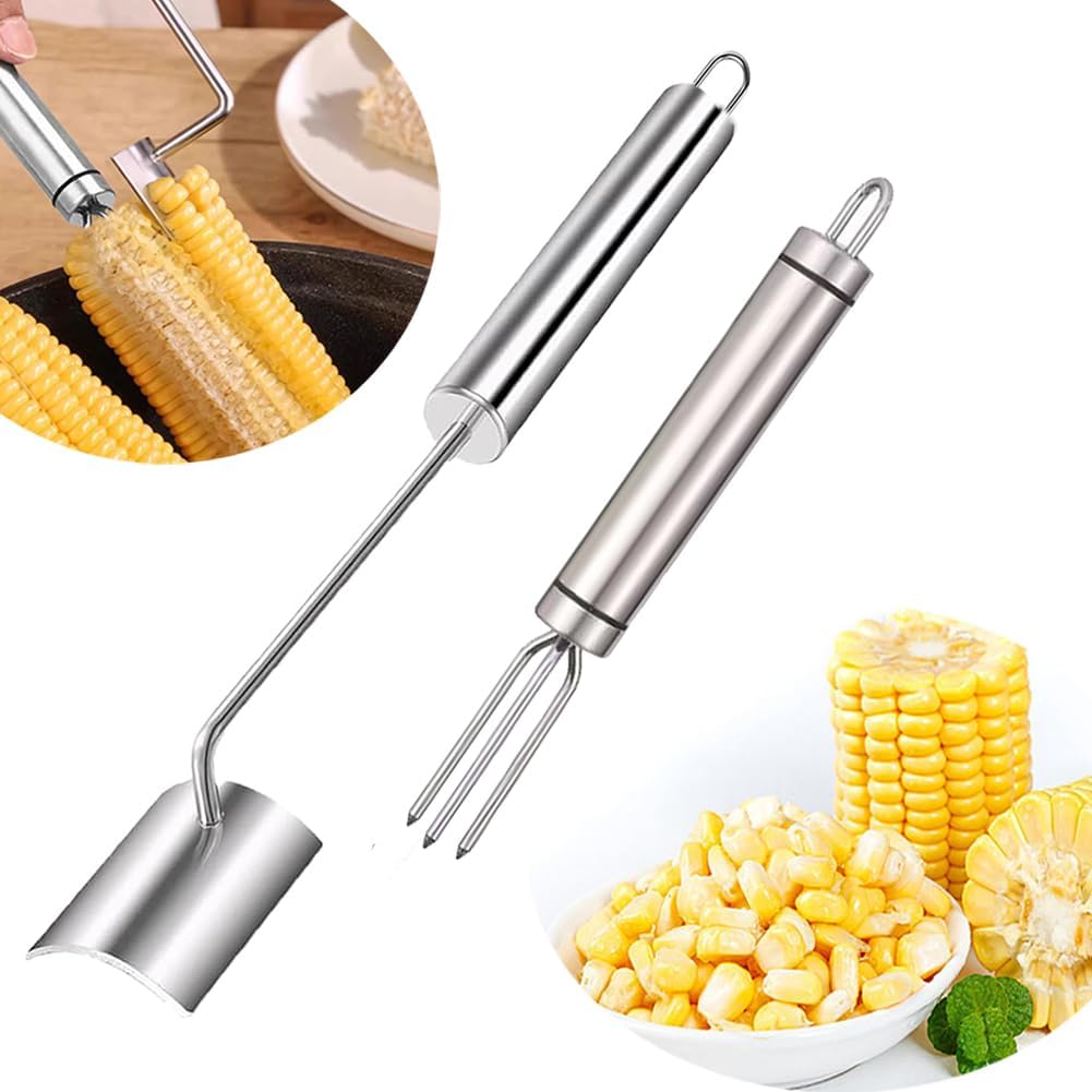 Corn Peeler, Corn Peeler for Corn on the Cob, Stainless Steel Corn Cob Stripper Tool Set, Avoid Cutting the Hands, Gift for Cooking Enthusiasts, Suitable for Kitchen and Outdoor Dining