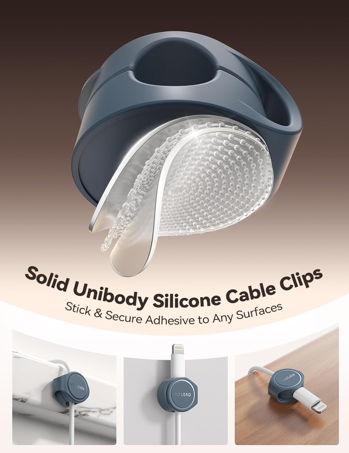 8-Pack Silicone Cord Organizer Magnetic Cable Clips, Adhesive Cable Management Under Desk Wire Hider, FLYLEAD Desktop Cable Organizer for Phone, Office Workspaces Desk Organization Home Accessories