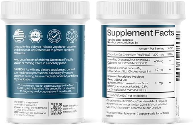 Provitalean Metabolism Fuel for Women | Mute Cravings for Belly Fat & Resistant Waistlines | B420 Probiotic, Morosil, Chromium | Vegetarian, Stimulant-Free, Gluten-Free | 30 Ct