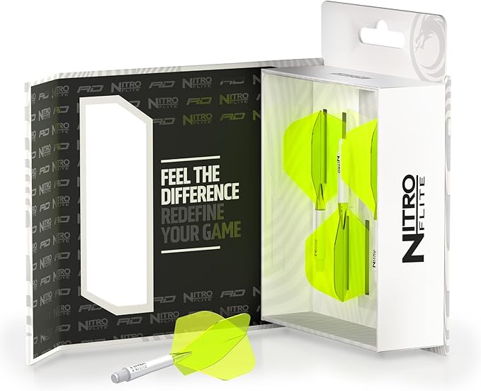 RED DRAGON Darts – Nitro Flite Integrated Flight & Shaft System – No.2 Shape and Design - Available in Short, Intermediate & Medium - Available in Variety of Colours - Professional Darts Accessories