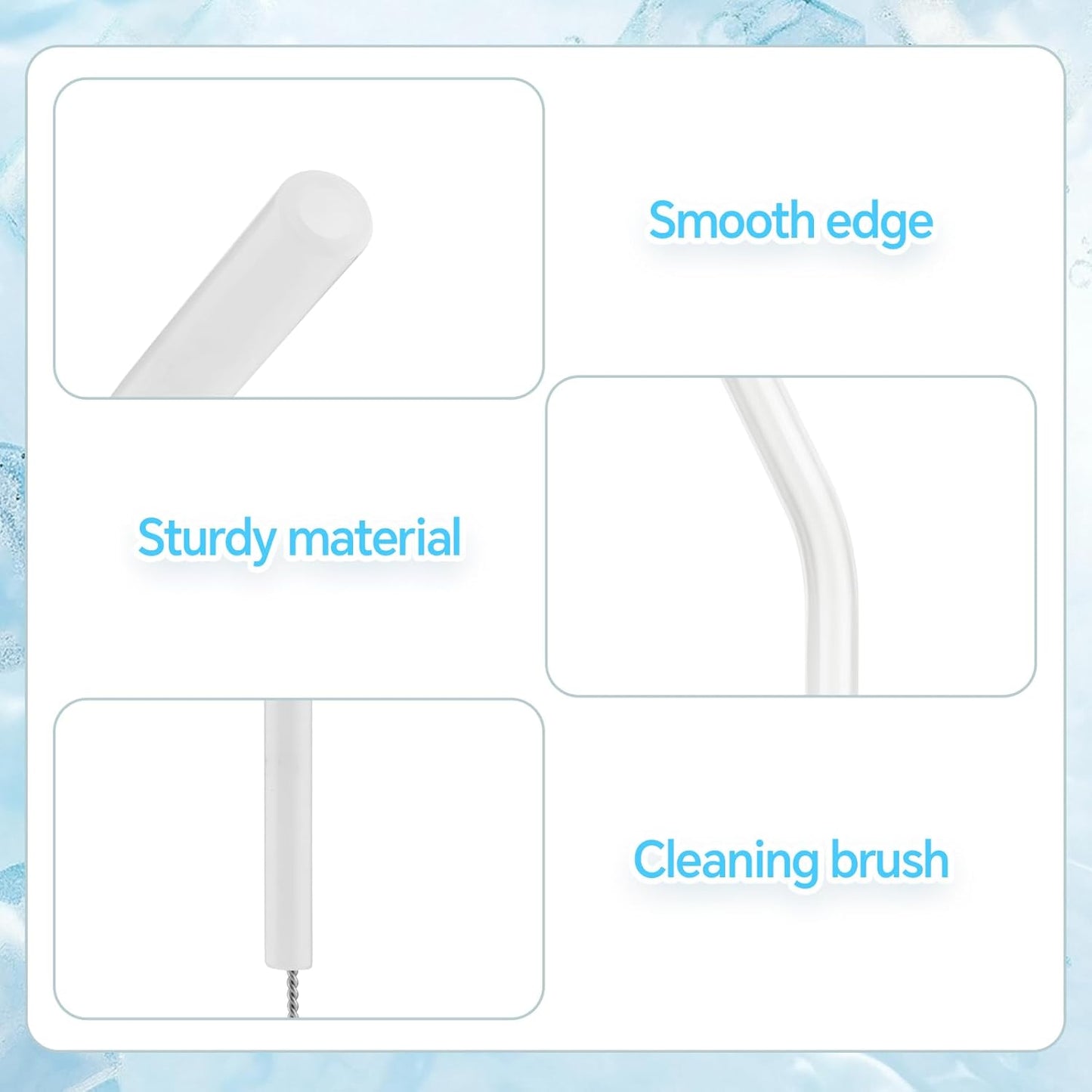 12 Pcs Reusable Glass Straws 8"x 8 mm Bent Glass Drinking Straws with Cleaning Brush for Tea, Smoothies, Milkshakes, Juices,Beverages(White jade)