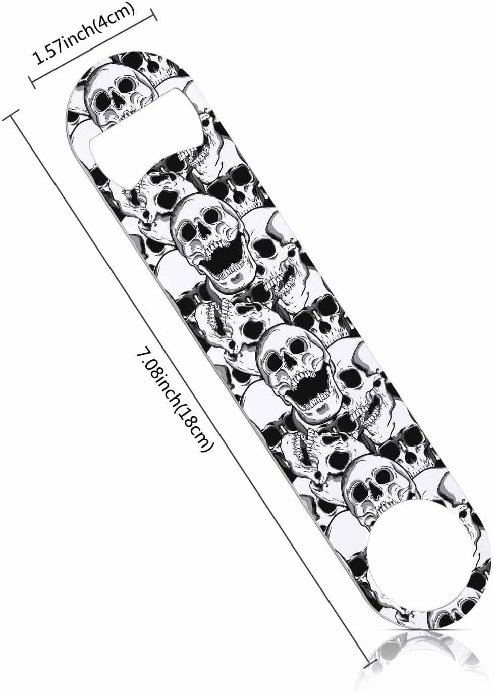 Skull Stainless Steel Bottle Opener Black and White Cranium Grinning Abstract Art Bone Skeleton Flat Beer Bottle Opener Keychain for Home Kitchen Bar Restaurant Party Birthday Gift