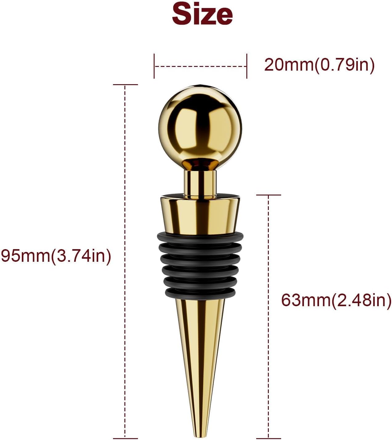 Wine Stoppers for Wine Bottles 6Pcs Vacuum Wine Bottle Stopper with Silicone Reusable Wine Corks, Leak proof Keep Fresh Suitable for Standard (Gold, 6 Pack)