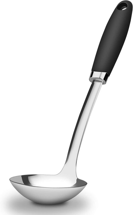 Brushed Stainless Steel Non-Slip Ergonomic Handle Ladle