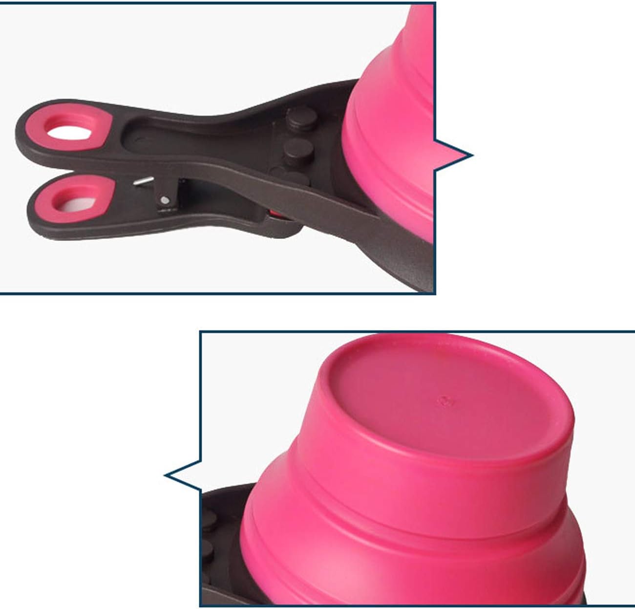 Collapsible Pet Scoop Silicone Measuring Cups Set Sealing Clip 3 in 1 Multi-Function Scoop Bowls Bag Clip for Dog Cat Food Water Set of 2 (1 Cup & 1/2 Cup Capacity) (Multicolor)