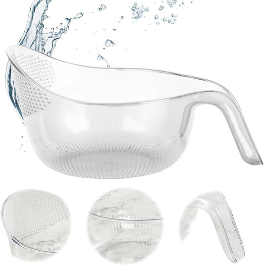 2-In-1 Rice Strainer,Large Rice Washer Beans Washer Strainers And Colanders - Washing Bowl for Fruit Washing Bowl With Strainer,Rice Washing Bowl Multifunctional Drain Basket (White)